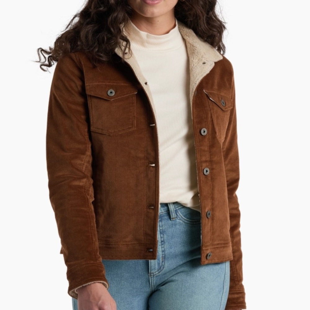 Corduroy Brown Teddy Jacket with Cream Collar and Sherpa Lining